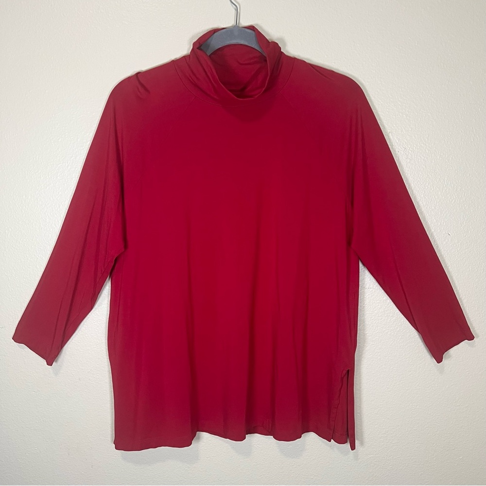 J. Jill Women’s Red Luxe Supima Everyday Turtleneck Tunic; Size XL